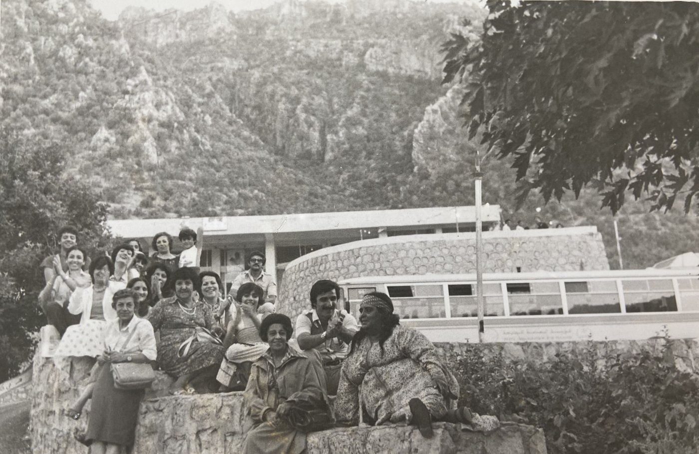 Artists and members of the General Federation of Iraqi Women. The visiting group includes artists Chaibia Talal,Naziha Selim and Saloua Raouda Choucair. Circa 1970s, Hillah, Iraq. Courtesy by Hala Choucair