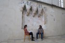 Interview mit Restaurator Claudio Bizzarri in der Dominikanerkirche Krems während der Restaurierung der Gewölberippen und Wandmalereien im Februar 2020, Foto: Fabia Podgorschek
