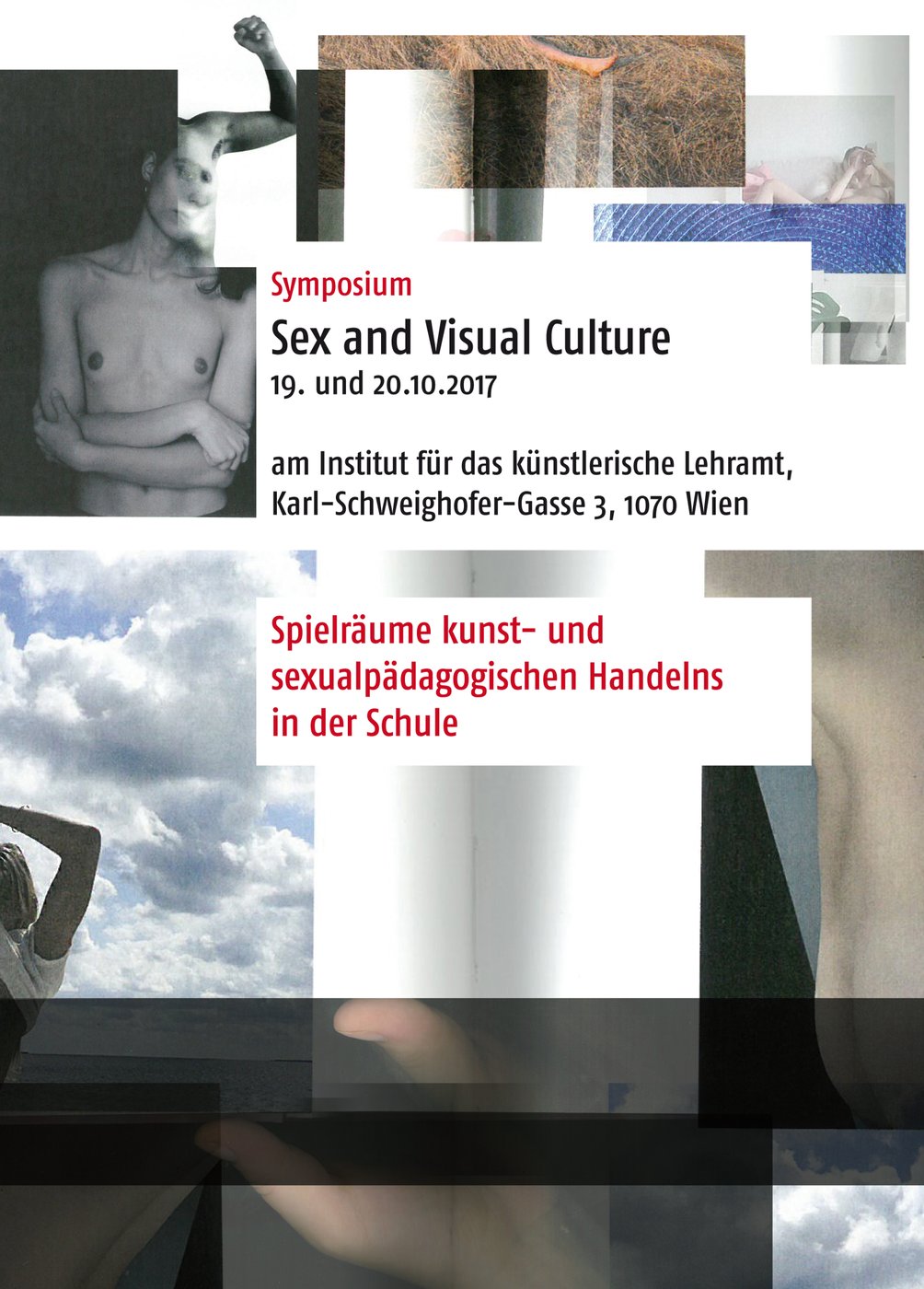 Das Symposium, organisiert vom Fachbereich Kunst- und Kulturpädagogik in  Kooperation mit Karlheinz Valtl vom Zentrum für LehrerInnenbildung der  Universität Wien, richtet sich u.a. an  (Lehramts-)Studierende, Lehrer_innen, Kunstvermittler_innen,  Sexualpädagog_innen, Künstler_innen und Universitätslehrende. Es dient  als inhaltliche Auftaktveranstaltung des Sparkling Science-Projekts
 
  Imagining Desires
 
 ,  einem partizipativen wissenschaftlich-künstlerischen Forschungsprojekts  zu Sexualität, visueller Kultur und Pädagogik:
 
  www.imaginingdesires.at
 
 


 Die Räume des Instituts für das künstlerische Lehramt sind barrierefrei zugänglich.