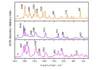 SERS spectra of fibers dyed with BV14 (a), BV3 (b) and AO7 (c).