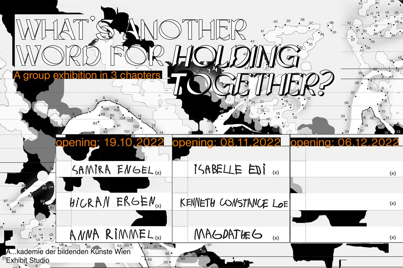 [em]What’s another word for holding together?[/em], Exhibit Studio, 19.10.–18.12.2022, Design: Irene Landa