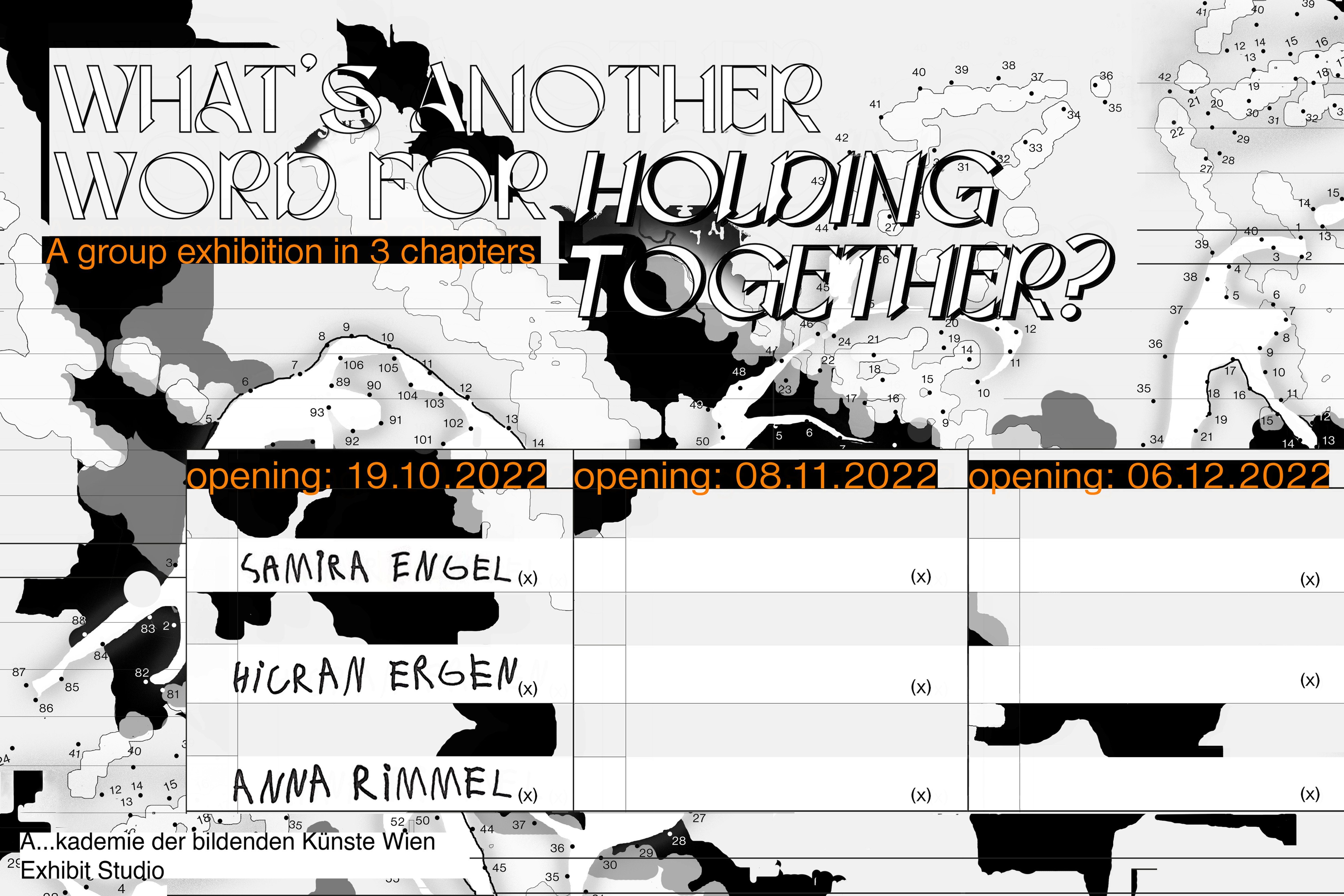 [em]What’s another word for holding together?[/em], Exhibit Studio, 19.10.–18.12.2022, Design: Irene Landa