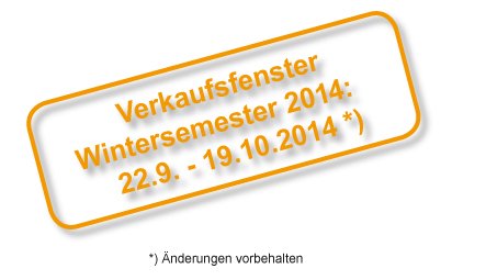 Das aktuelle Verkaufsfenster der u:book Aktion für das Wintersemester 2014 ist vom 22. September bis 19. Oktober 2014.