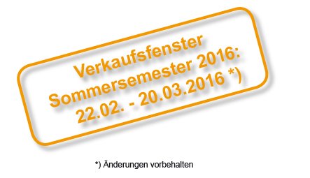 Das aktuelle Verkaufsfenster der u:book Aktion für das Sommersemester 2016 ist vom 22. Februar bis zum 20. März 2016.