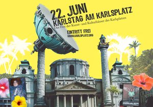 Das Fest der Kunst- und Kulturhäuser des Karlsplatzes.
 
 Zahlreiche Ausstellungen, spannende Spezialführungen und viel Karlsplatz-Extraprogramm. Open Houses am Kunstplatz Karlsplatz! Eintritt Frei