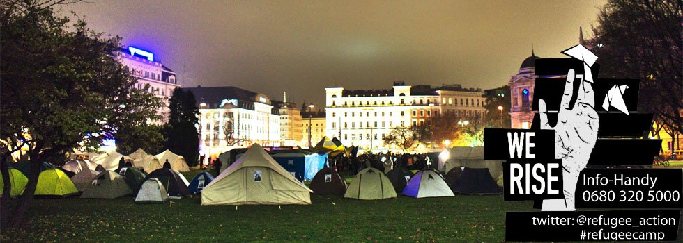 Vortrag von Geflüchteten aus dem Protestcamp im Sigmund Freud Park auf Einladung des Instituts für Kunst- und Kulturwissenschaften. Der Vortrag ist in Englisch.