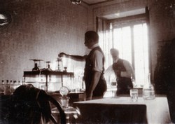 Photograph from the private album (1900s to 1940s) of the eugenicist Dr. Heinrich Reichel, laboratory