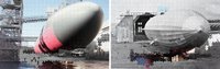 Anna Artaker and Meike S. Gleim, from the series PENDANTS for the ATLAS OF ARCADIA, 2012–2015

Left: The nuclear-powered submarine USS Greeneville in the Pearl Harbor Naval Shipyard’s dry dock, Pearl Harbor, Hawaii/USA; photograph: DoD photo, commons.wikimedia.org, February 2001. 

Right: Airship LZ-127 Graf Zeppelin before its first flight on September 18, 1928; photograph: onlyhdwallpapers.com.