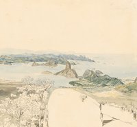 Thomas Ender, View of the Summit of Corcovado, at 1,500 Feet, over the Ocean (detail), 1817/1818, pencil and watercolor, ink border, on paper  © Graphic Collection of the Academy of Fine Arts Vienna, Photo: B. u. P. Kainz