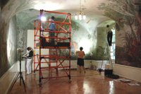 Conservation-restoration of murals & architectural surfaces, Students during mapping work in Ober St. Veit Castle, Vienna, © IKR